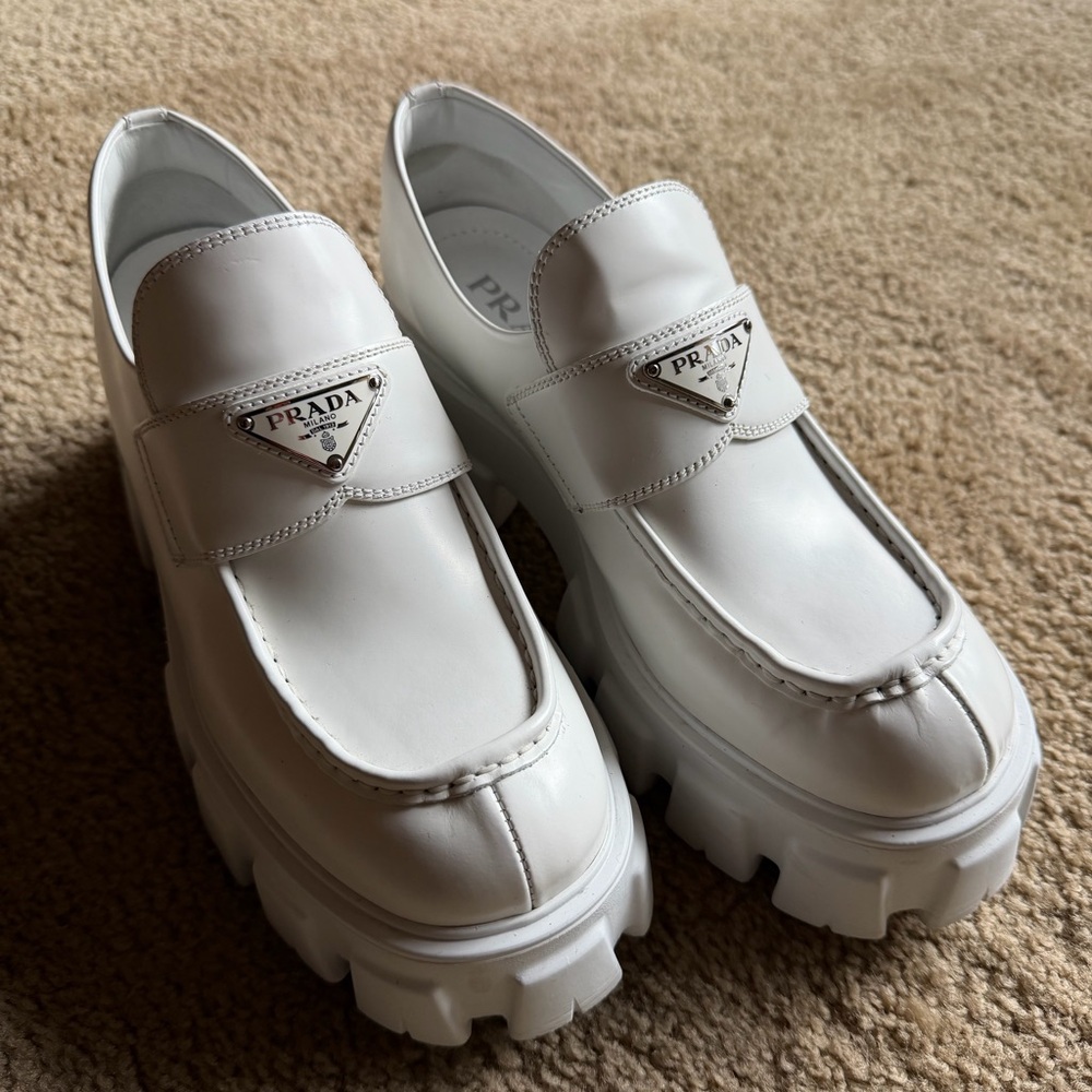 Prada Monolith White Loafers EU 39 1/2